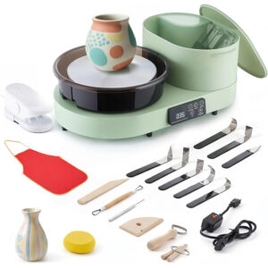 Electric Pottery Wheel for Adults – 11" Aluminum Turntable, 450W Tabletop Clay Wheel with Foot Pedal, Adjustable 30–300 RPM for Beginners and DIY Clay Art