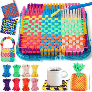 Weaving Loom Kit for Kids and Beginners – DIY Arts & Crafts Set with 224 Colorful Loops, Easy Potholder Knitting, Creative Craft Kit for Ages 5-13